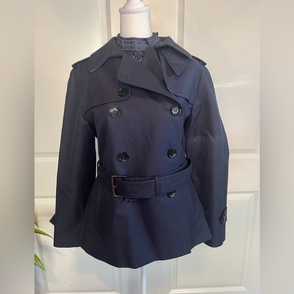 Coach Double Breasted Classic Trench Coat in Navy Sz S/P - Picture 7 of 11